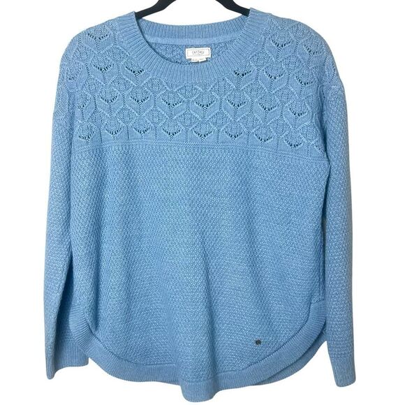 Fat Face Sweaters - Fat Face Emmy Textured Crewneck Curved Hem Sweater Blue Sz 6